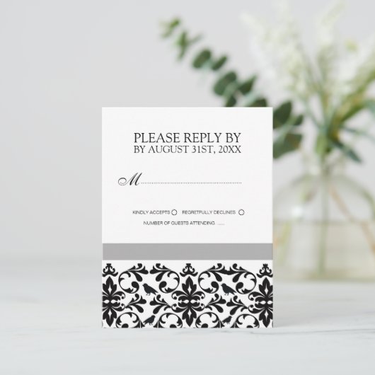 Cartes RSVP en noir et blanc (Debout devant)