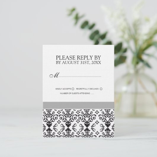 Cartes RSVP en noir et blanc (Debout devant)
