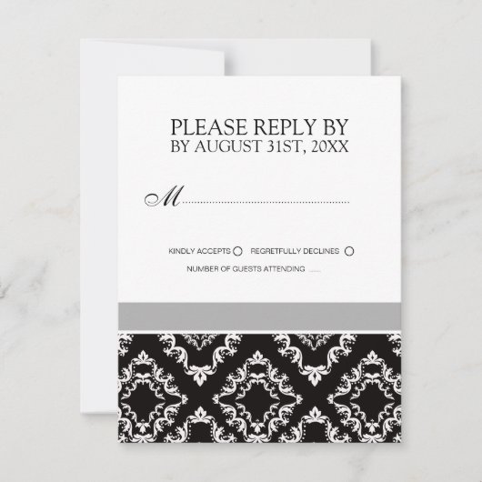 Cartes RSVP en noir et blanc (Devant)