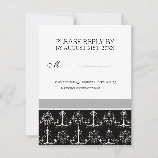Cartes RSVP en noir et blanc (Devant)