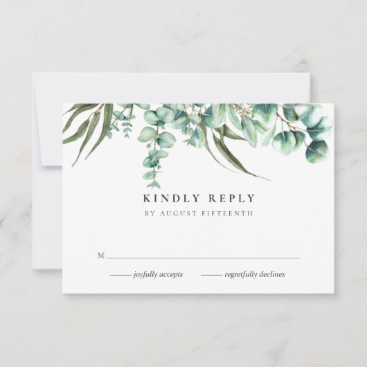 Cartes RSVP Eucalyptus Eucalyptus Rustique Vert (Devant)