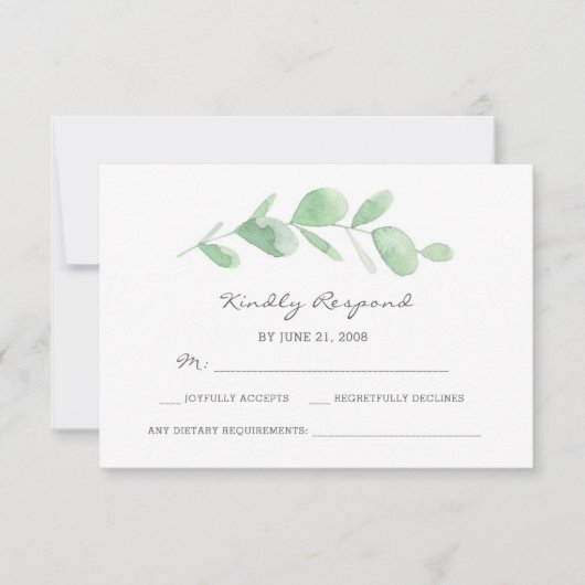 Cartes RSVP Eucalyptus jardin aquarelle (Devant)
