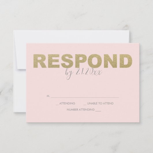 Cartes RSVP Faux Gold et Pink (Devant)