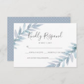 Cartes RSVP feuilles couleur bleu clair (Devant / Derrière)