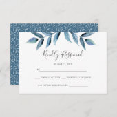 Cartes RSVP feuilles couleur bleu foncé (Devant / Derrière)