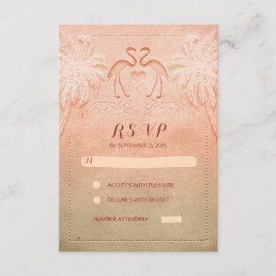 cartes RSVP flamingo de mariage maritime