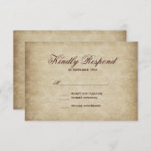 Cartes RSVP Fleur De Lis Mariage damassé vintage (Devant / Derrière)