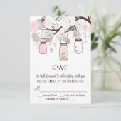 Cartes RSVP Fleurs Rose Pâle et Grises en Pot Maso (Debout devant)