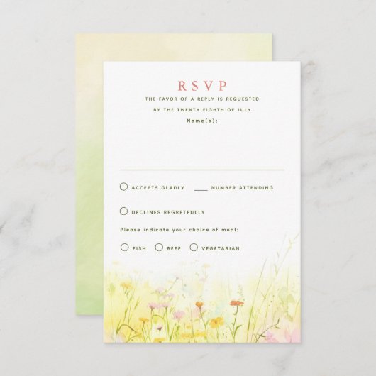 Cartes RSVP fleurs sauvages de mariage d'été (Devant / Derrière)