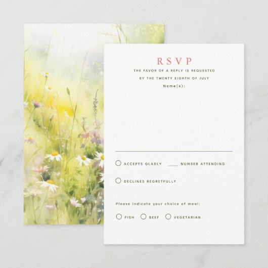 Cartes RSVP fleurs sauvages de mariage d'été (Devant / Derrière)