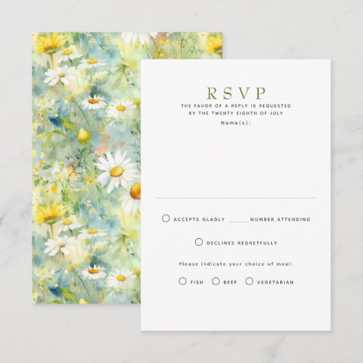 Cartes RSVP fleurs sauvages de mariage d'été (Devant / Derrière)