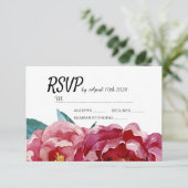Cartes RSVP Floral Burgundy Marsala Peony (Debout devant)