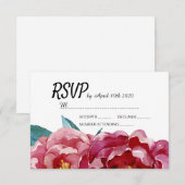 Cartes RSVP Floral Burgundy Marsala Peony (Devant / Derrière)