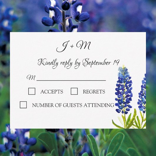 Cartes RSVP florales bleues Bluebonnets Texas fleu