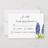 Cartes RSVP florales bleues Bluebonnets Texas fleu (Devant)