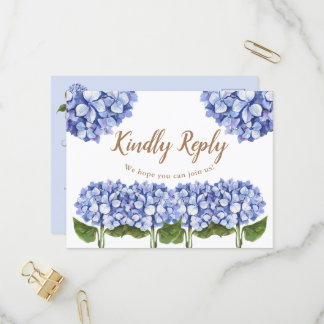 Cartes RSVP Florales Elégantes Hydrangea Bleu