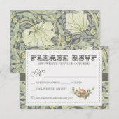 Cartes RSVP florales vintages mariages (Devant / Derrière)