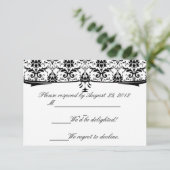 Cartes RSVP formelles en noir blanc Damas (Debout devant)