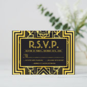 Cartes RSVP Géométriques Noir & Or (Debout devant)