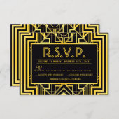 Cartes RSVP Géométriques Noir & Or (Devant / Derrière)