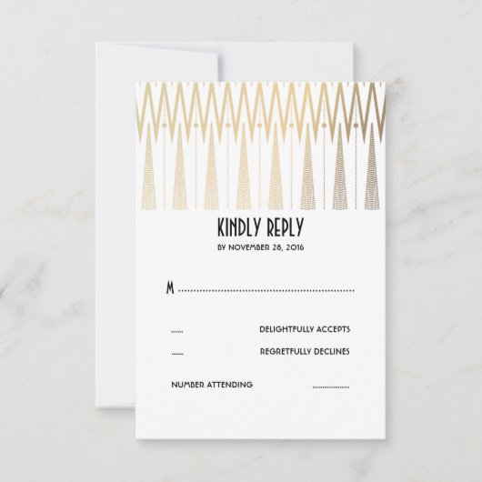 Cartes RSVP Gold White et Black Art Déco (Devant)