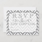 Cartes RSVP Gris & Blanc Chevron Wedding (Devant)