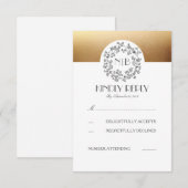 Cartes RSVP Gris Breath Gold Wedding pour bébé (Devant / Derrière)