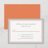 Cartes RSVP Gris & Orange de réception de mariage (Devant / Derrière)