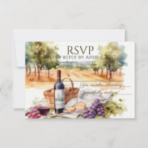 Cartes RSVP horizontales Vinee aquarelle