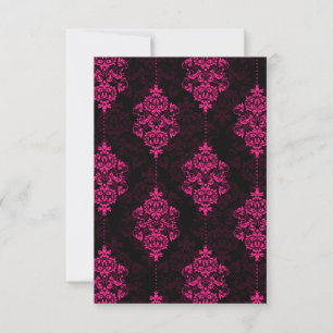 Cartes RSVP Hot Rose Damask & Black Wedding