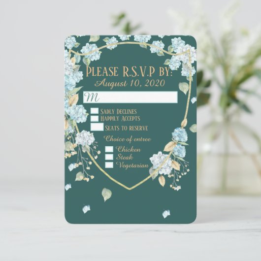 Cartes RSVP Hydrangea au clair de lune (Debout devant)