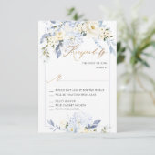 Cartes RSVP Hydrangea Bleu H2 Roses Crème (Debout devant)