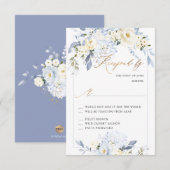 Cartes RSVP Hydrangea Bleu H2 Roses Crème (Devant / Derrière)