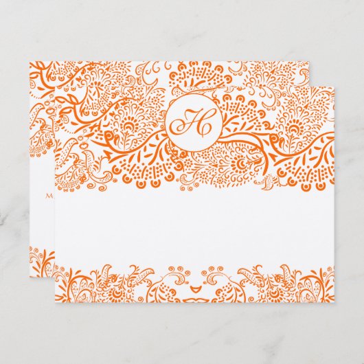 Cartes RSVP-Inséparables Orange Coral Whimsical (Devant / Derrière)