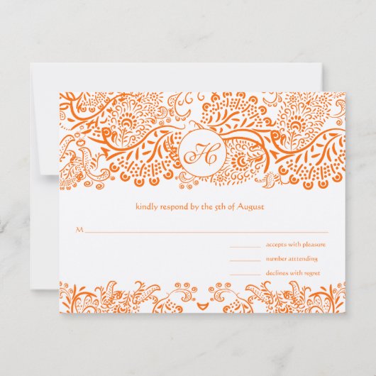 Cartes RSVP-Inséparables Orange Coral Whimsical (Dos)