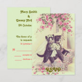Cartes RSVP Invitation Mariage Chats (Devant / Derrière)