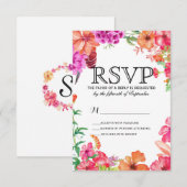 Cartes RSVP Jardin Rose Orange Aquarelle (Devant / Derrière)