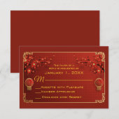 Cartes RSVP Lanterne Rouge Chinoise (Devant / Derrière)
