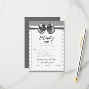 Cartes RSVP Luxueux Nœud Noir Mariage.
