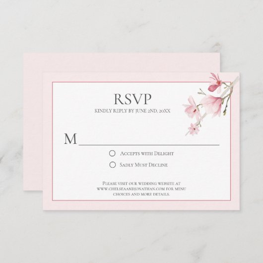 Cartes RSVP Magnolia Blooms (Devant / Derrière)