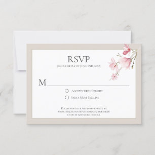 Cartes RSVP Magnolia Blooms Rose et Mocha