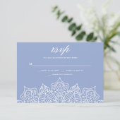 Cartes RSVP Mandala Bleu et Blanc (Debout devant)