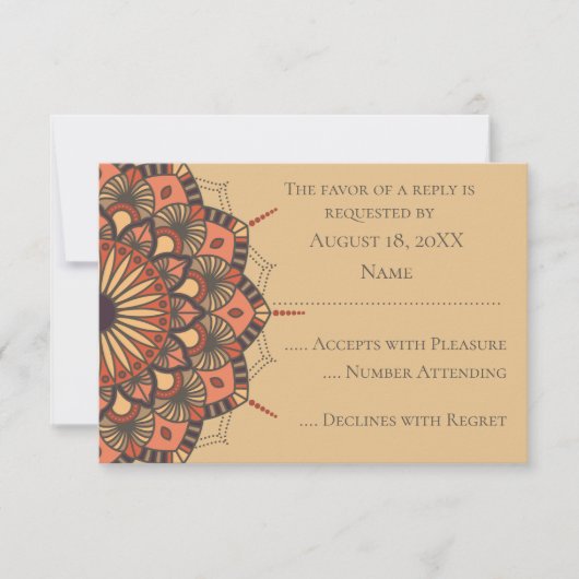 Cartes RSVP Mandala Brown contemporaines (Devant)