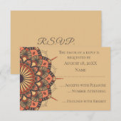 Cartes RSVP Mandala Contemporain Marron Abricot (Devant / Derrière)