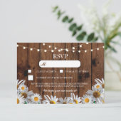 Cartes RSVP Mariage Bois Fleur de Marguerite Rusti (Debout devant)