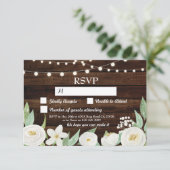 Cartes RSVP Mariage Bois Fleurs Rustiques Invitati (Debout devant)