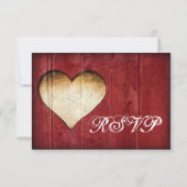 Cartes RSVP Mariage campagnard de coeur en bois de (Dos)