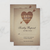 Cartes RSVP Mariage campagnard Flèche Coeur Rustiq (Devant / Derrière)
