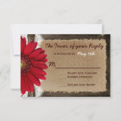 Cartes RSVP Mariage campagnard roux bois rustique (Devant)