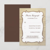 Cartes RSVP Mariage campagnard Rustique (Devant / Derrière)